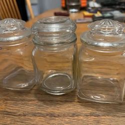 3 Glass Jars Perfect for Bathroom For Beauty Supplies or Whatever
