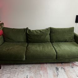 Poly & Bark Girona Velvet Sofa in Distressed Green