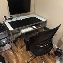 Glass  Desk And Chair