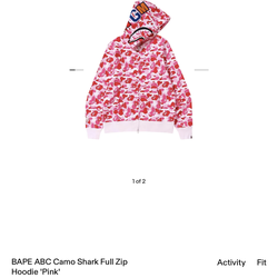 Small Pink Shark Bape Full-zip jacket