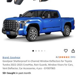 Goodyear Shatterproof in-Channel Window Deflectors for Toyota Tundra 2022-2025 CrewMax, Rain Guards, Window Visors for Cars, Vent Deflector, Car Acces