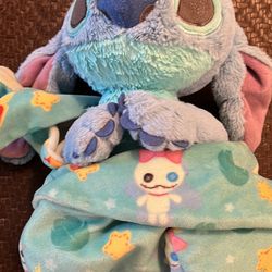 Disney Parks Baby Stitch (Lilo & Stitch) in a Blanket Pouch Plush - USED