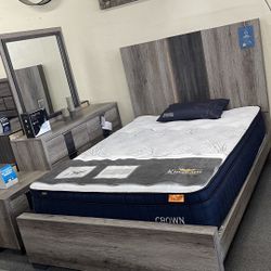 4Pc Queen Bedroom Set With LED Light On Headboard