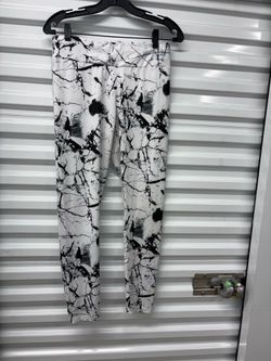 SHEIN White/Black Abstract Print Ankle Leggings L Women Regular