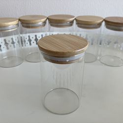 Glass Jars with Bamboo Sealed Tops - Set Of 6 - 10oz