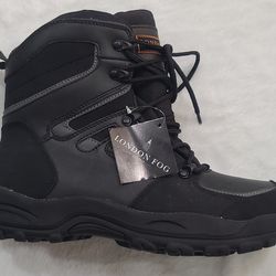 London Fog Greenwich Winter Boots Men's Size 9 Black Leather NWT