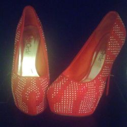 Red bling heels