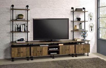 Brand New Rustic Oak/Black TV Stand