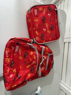 Simply Modern McQueen and Bluey backpacks and lunch boxes