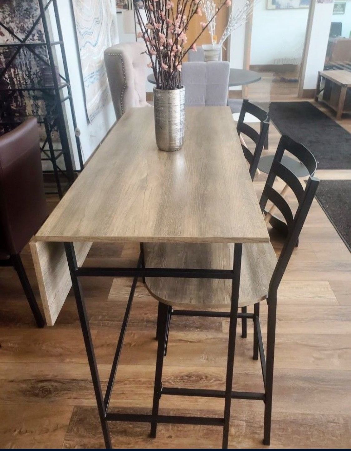 New 3 Piece Counter Height Kitchen Dining Set with Storage and Drop Leaf