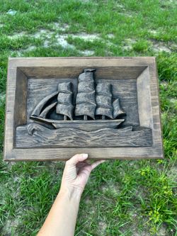 Decorative Hand-Carved Wood Wall Art – Sailing Ship ⚓🌊