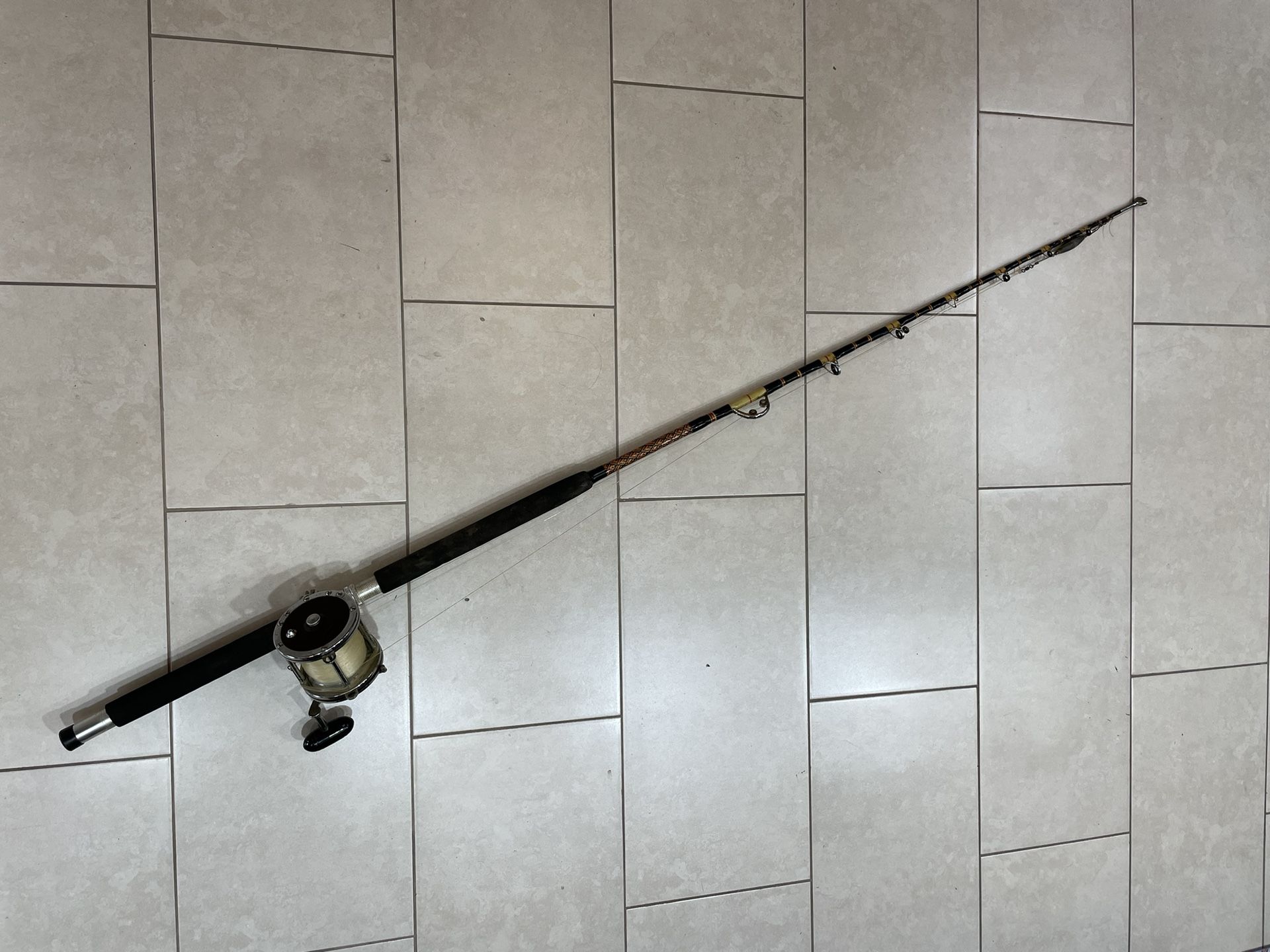 Vintage Penn 114H Senator Fishing Reel Red Color and Vintage fishing rod
