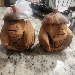 2 Coconut Carverd Souvenirs