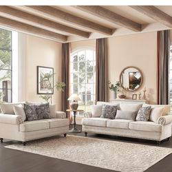 BRAND NEW Modern Farmhouse Loveseat and Sofa Set!!