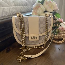 Coach Beige and Gold Crossbody Bag