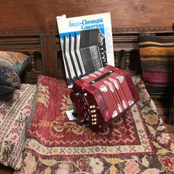 Beautiful Red Hexagonal Concertina Squeeze Box Accordion 