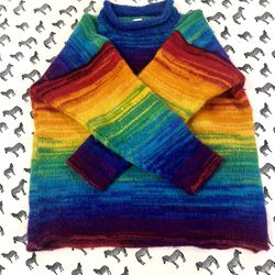 Rainbow Wool Sweater Of Happiness 🌈❤️☺️ Fits 0-10 Womens, Small/Medium Men’s 