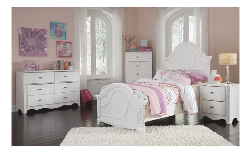 Ashleys Furniture White Dresser and Nightstand.