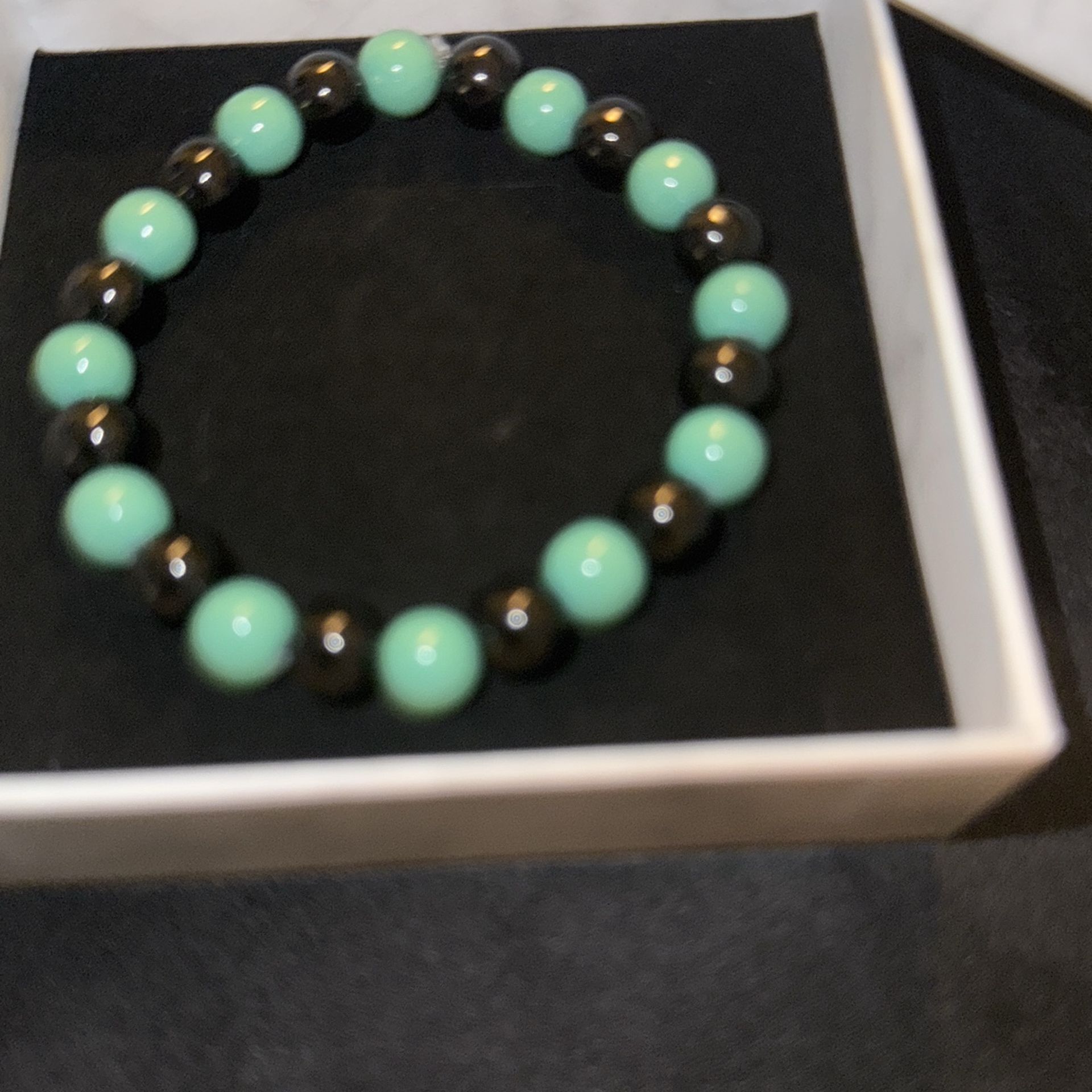 Turquoise and Black Beaded Bracelet