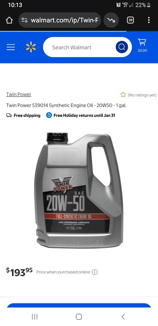 Twin Power 20w50 Full Synthetic Motorcycle Oil