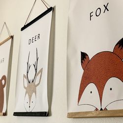 3 Hanging Animal Canvas Artwork