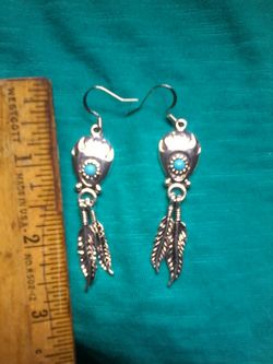 Sterling silver feather earrings
