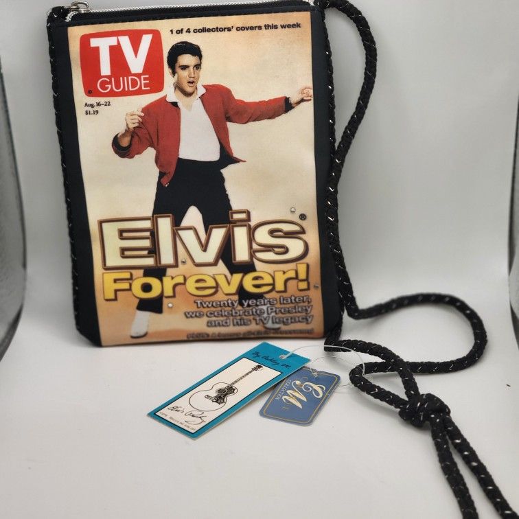 Vintage "Elvis Forever" TV GUIDE Purse 2003 Ashley M TV Guide 8x6" New