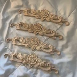 4pcs Woodcarving Decal Corner Long Onlay