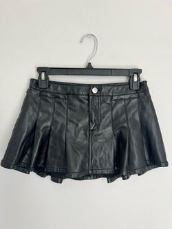 Black Faux Leather Lowrise Mini Skirt