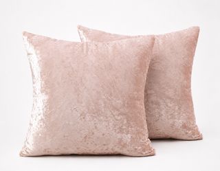 Set of 2 Blush Pink Velvet Throw Pillow Covers 20” x 20”