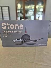 RUVOO Cookware Set Pots and Pans, 3Pcs Cookware Set Soup Pot with Glass Lid Wok Frying Pan Wrought I