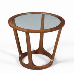 Mid-Century Modern Walnut & Glass Side Table, c.1960's - Delivery Available 