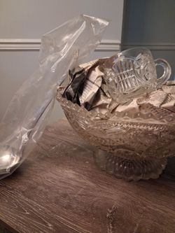 Cut-Glass Punch Bowl Set