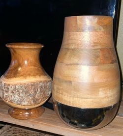 2 nice wood vases $10 each or 2/$15