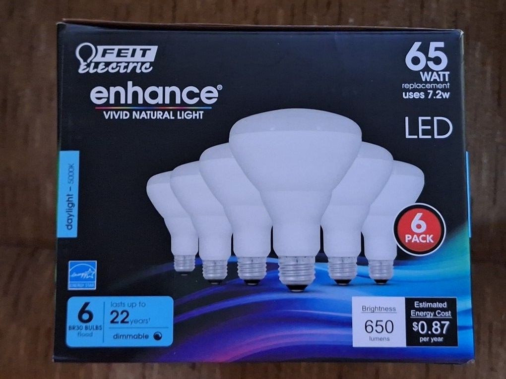 Feit BR30 LED Light Bulb 5000K Daylight, 65W Equivalent Box of 5