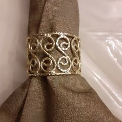 8 New Filigree Gold Color Brass Napkin Rings