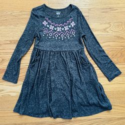 Jumping Beans Heathered Gray Sequin Pocket All Day Play Dress - Size 6X