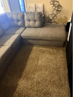 Large Gray Sectional Sofa with Ottoman – Excellent Condition