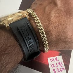14K Yellow Gold Bracelet 12.1Gr 8.25 Inches Long 