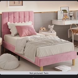 Pink crushed velvet twin bed