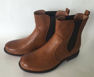 Womens Faux Leather Light Brown Wellington Boots Size 7 US 40 EU