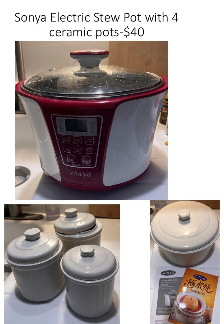 Sonya Electric Stew Pot With 4 Ceramic Pots