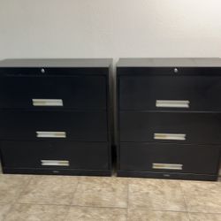2 Borroughs Adaptafile 3-Drawer Metal Filing Cabinets 41" x 40" x 18"