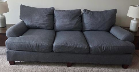 🛋️ 3-Seat Blue-Gray Upholstered Sofa — $100