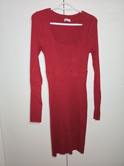 Red Bodycon Long-sleeve Dress 