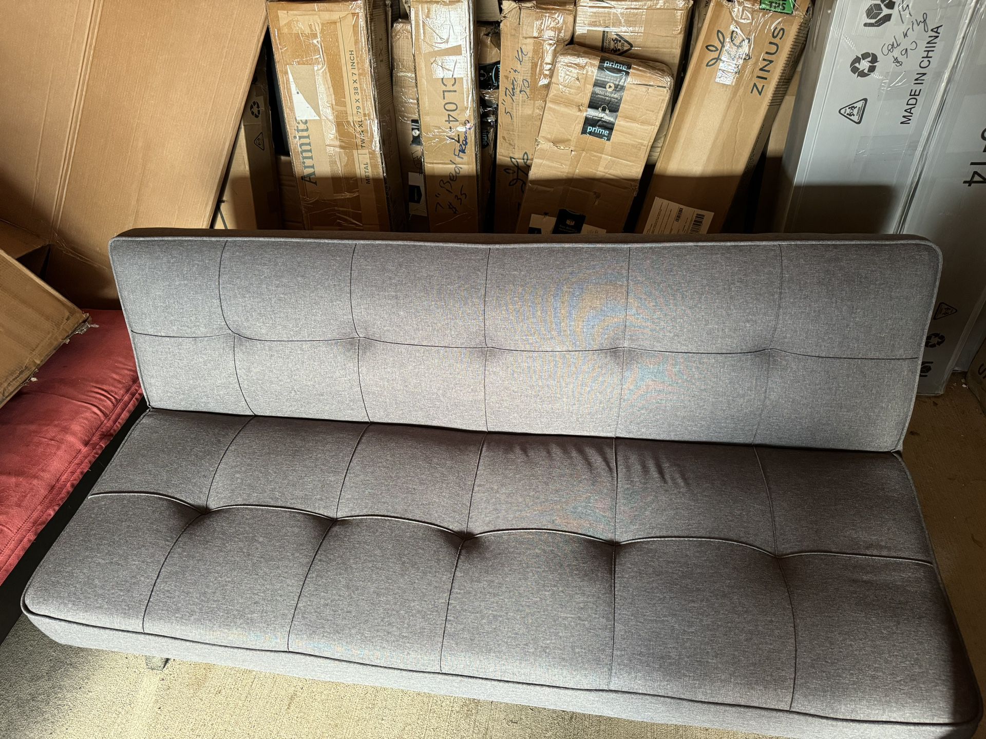 New Futon Sofa Bed Couch Gray