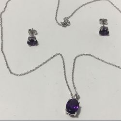 Amethyst Necklace And Matching Earrings 
