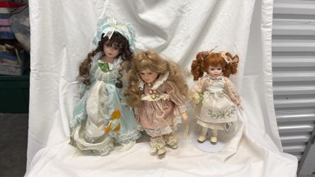 3 Vintage Porcelain Dolls