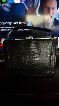 Black Vintage Reptile Leather Bag 