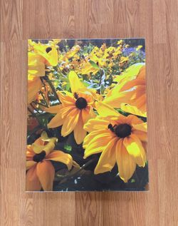 28" × 22" Yellow Flowers & Bees Wall Art